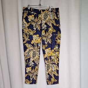 Banana Republic Avery Blue and Yellow Patterned Pants Size 8